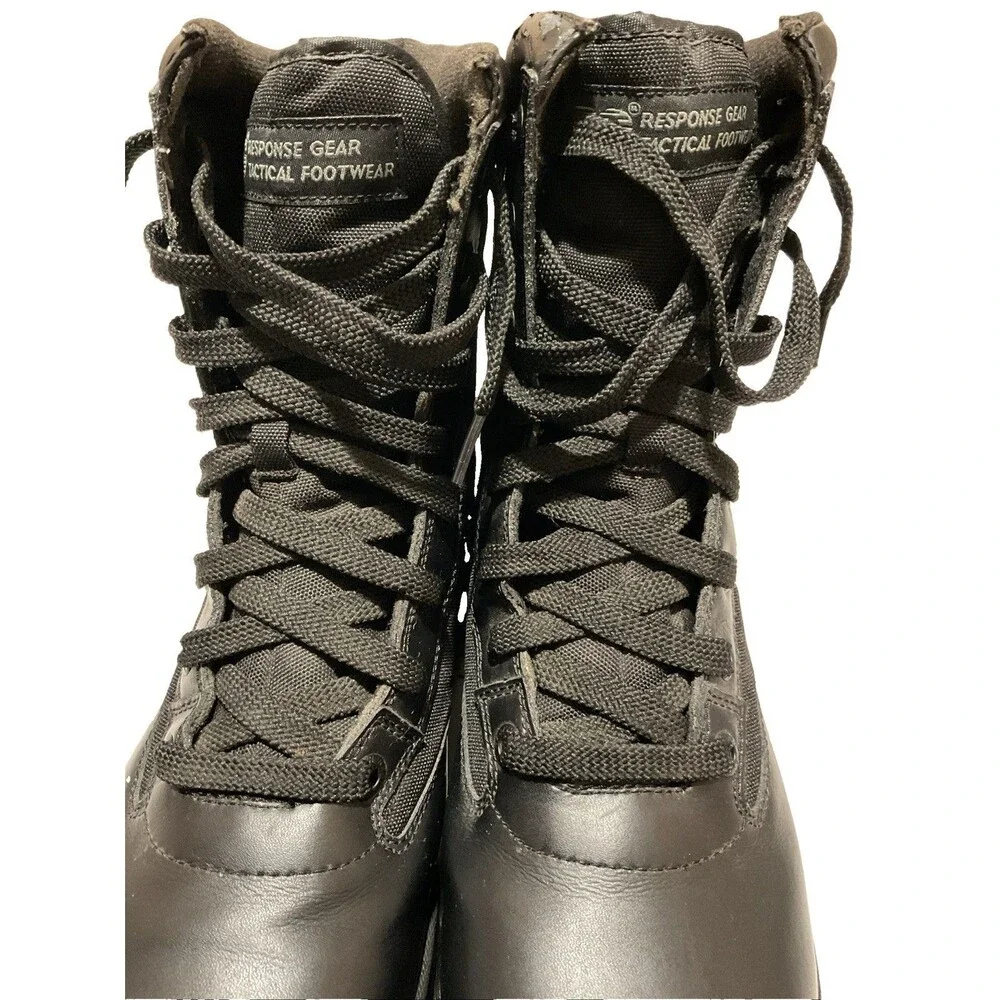 Response Gear Tactical Boots Men's Combat Work Lace Zip Black Leather Size US 10